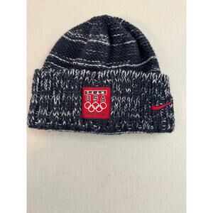 Vintage Nike Team USA Vancouver 2010 Winter Olympics Knit Wool Beanie Blue